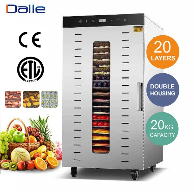 Venta caliente 20 capas comercial Máquina secadora de alimentos frutas verduras carne deshidratador de alimentos máquina de frutas secas