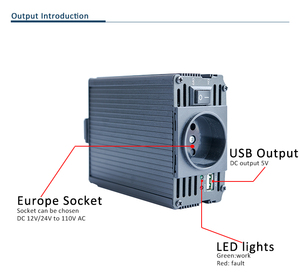 Inversor solar Y-bang con salida de CA de 110V y 220V, enchufe Universal USB para cargador de teléfono, entrada de CC para ordenador, inversor de corriente de 12V y 24V - Product Image 2