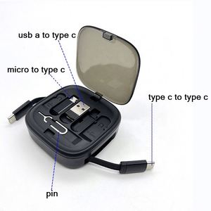 便携式Usb适配器套件60W 6合1多功能电缆多Usb适配器套件可伸缩充电电缆 - Product Image 3