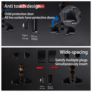 双开关USB C型插座快速充电4路通用壁式插座智能生活英国单极智能壁式开关 - Product Image 6