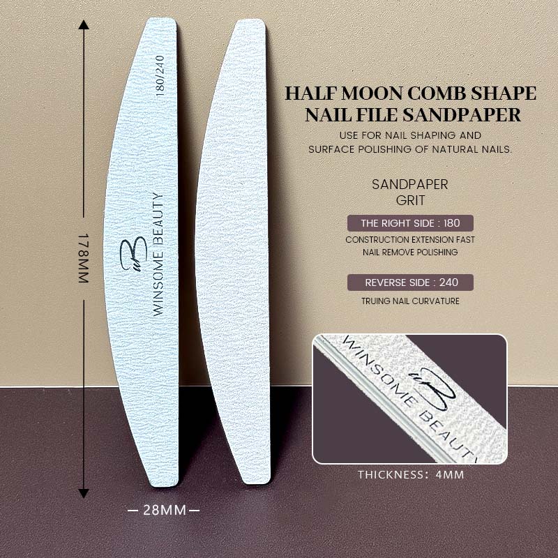 Halfmoon Nail File ZEBRA 180/240Grit