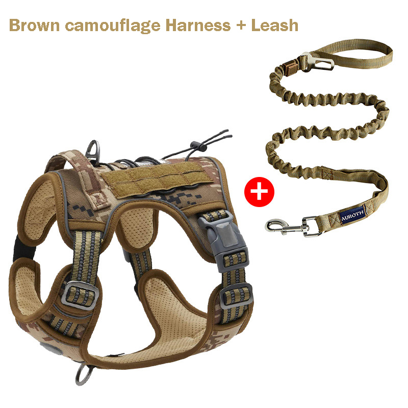 Brown camouflage Harness+Leash