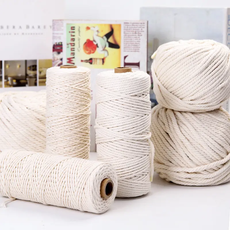 Wholesale Wall Decorative Diy Handmade Braided Rope 100% Natural Cotton White Macrame Cord Twisted Cord