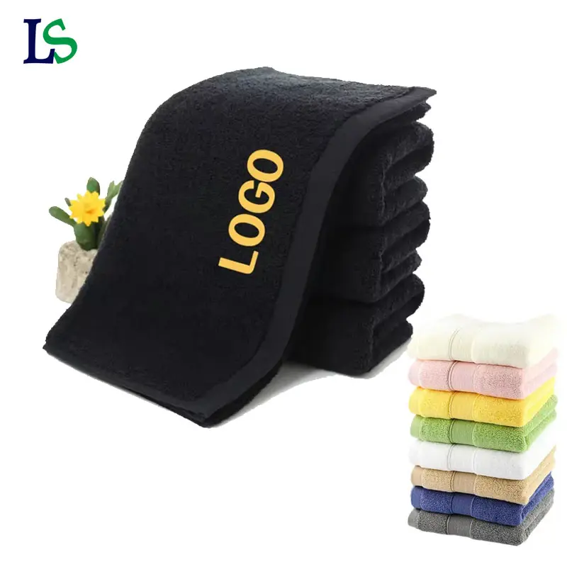 Vente en gros de serviettes de salon beauté main visage noir en microfibre pour coiffeur ongles spa avec logo personnalisé serviettes en coton spa