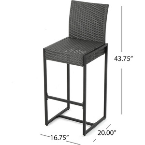 Hiệp <span class=keywords><strong>s</strong></span>ĩ Nhà Conrad hiện đại không thấm nước ngoài trời mây barstools 2-mảnh đặt màu xám - Product Image 6