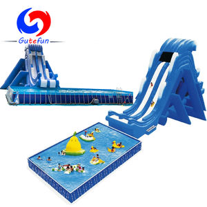 40ft thương mại lớn nhất hồ trượt & bay bay Inflatable screamer trượt nước với trên mặt đất hồ bơi - Product Image 1