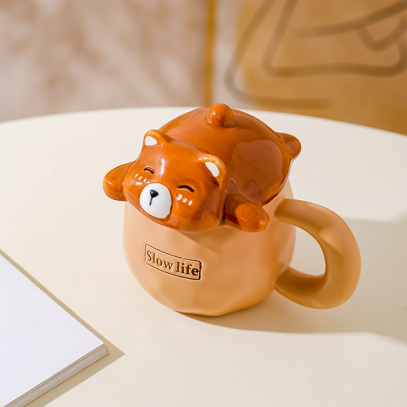 Bear lid cup-simple packaging brown