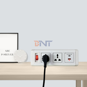 2 tomas de corriente + 2 puertos de carga USB con cubierta de panel de aleación de aluminio montada en toma de escritorio/Toma de mesa para muebles de oficina - Product Image 2
