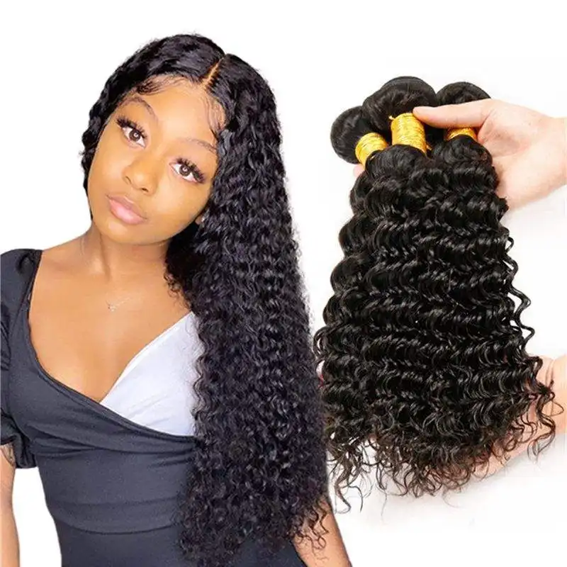 Modelado extensiones de cabello humano brasileño de ondas profundas de importación novedosa, visón virgen brasileño cabello humano tejido precio al por mayor