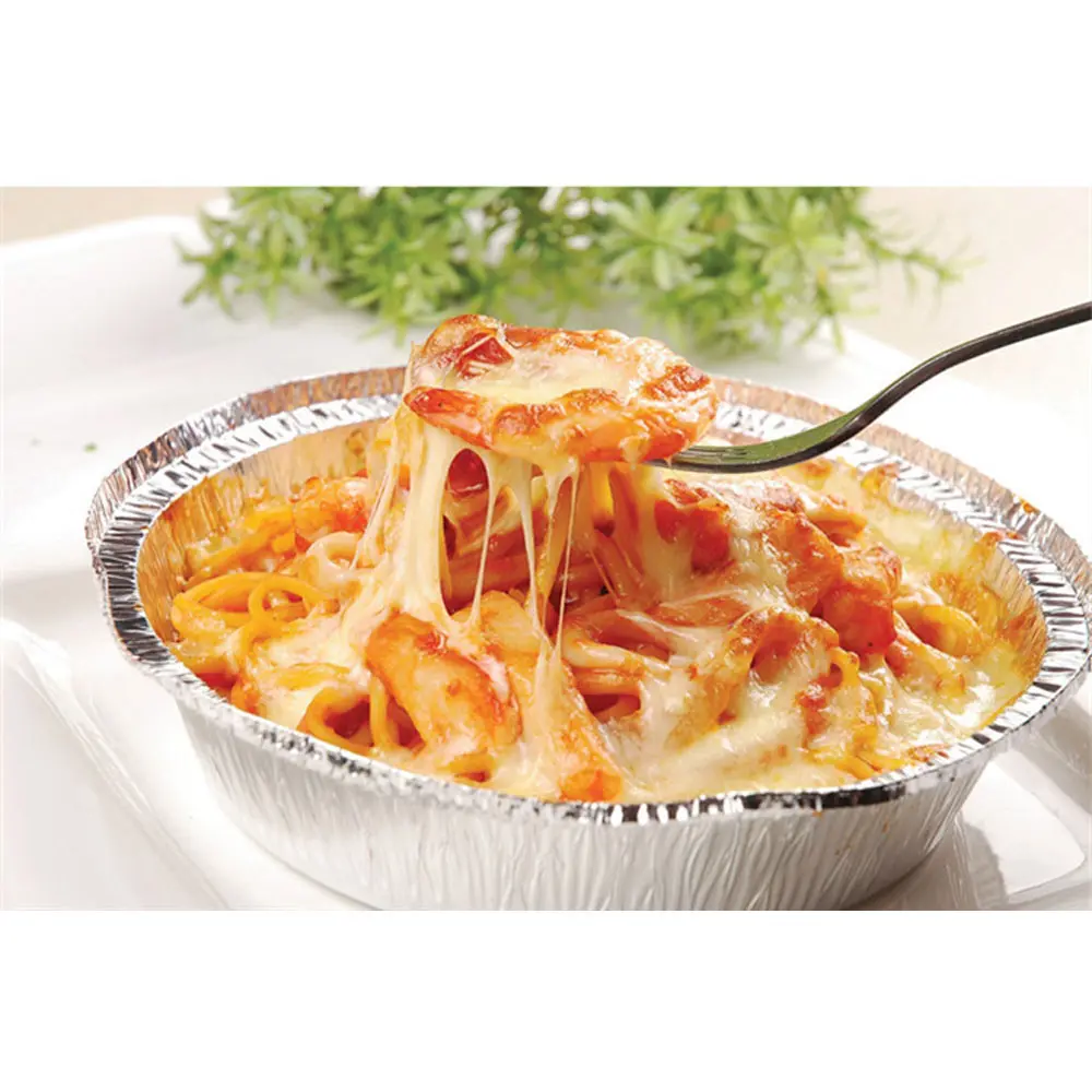 Round Food Grade Pizza Pans Aluminium Foil Food Containers 800ml Plate factory direct sale food take out