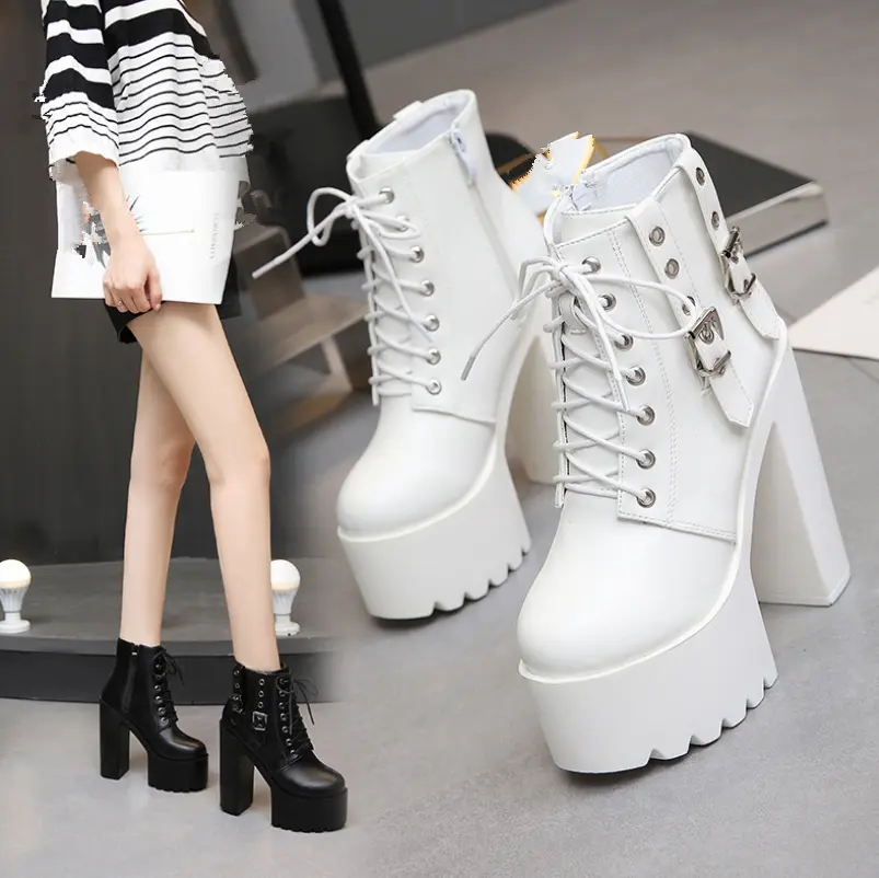 Cy12528a coreanos-zapatos de tacón alto para mujer, botas de talla grande, 2020