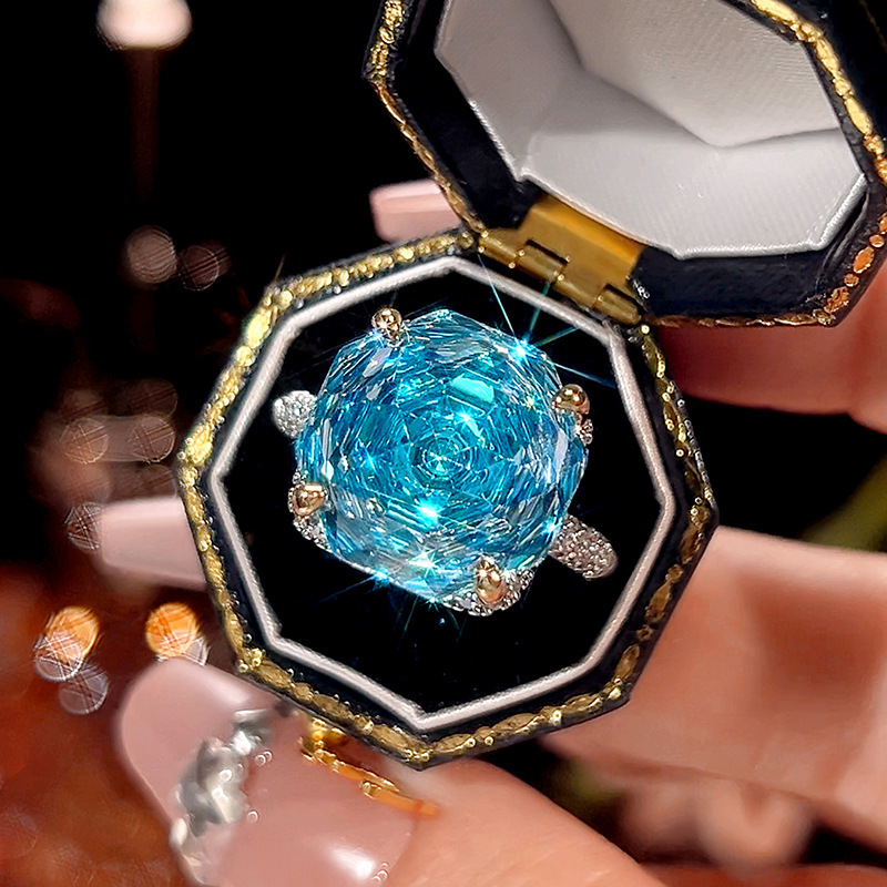 Bague bleu marine taille ajustable