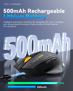 W601 2.4G senza fili Tri-modalità Wireless Wireless senza fili ricaricabile Mouse silenzioso 12800 DPI 7 pulsanti di programmazione Mouse per PC/Desktop - Product Image 3