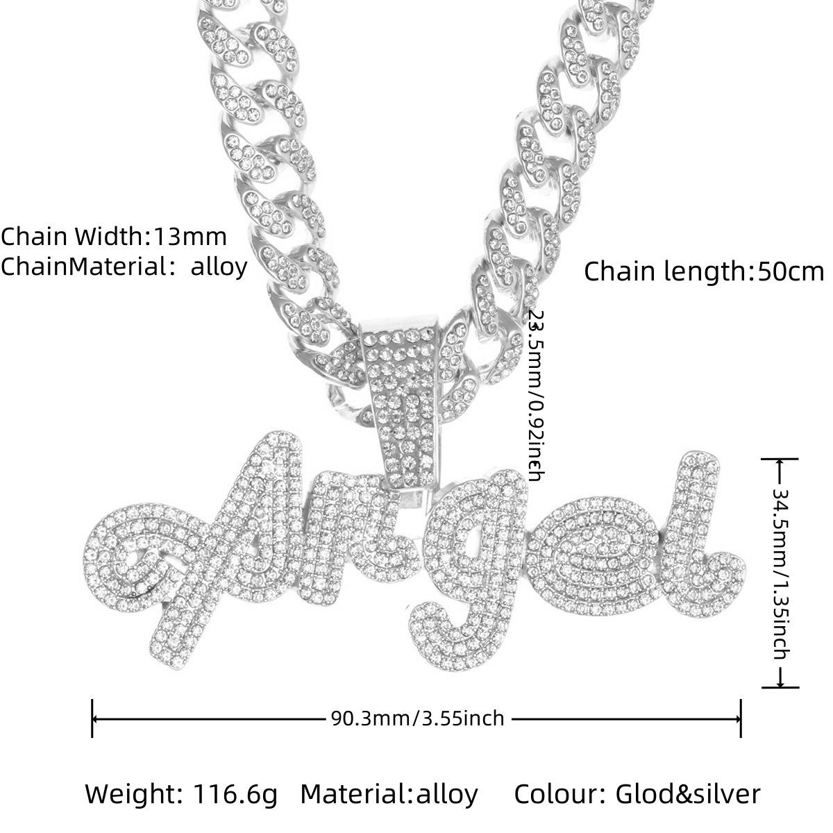 Silver angel pendant necklace