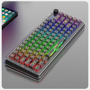 XK86B RGB מקלדת מכנית אלחוטית שלושה מצבים חיבור BT אטם שקוף מקלדת משחק ספורט E