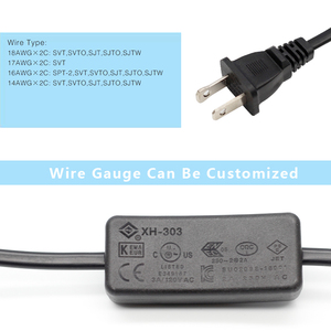 USA Standard Two PIN Plug Online Switch PVC <strong>NISPT</strong>-1 <strong>2</strong>*0.824mm 18AWG Power <strong>Cord</strong> with Tail Half off Processing - Product Image 3