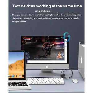 1000Mbps RJ45 Splitter Gigabit Network 1 to 2 Coupler Connector <strong>Ethernet</strong> 8P8C Extender Plug Extension Aluminum Alloy Switch - Product Image 2