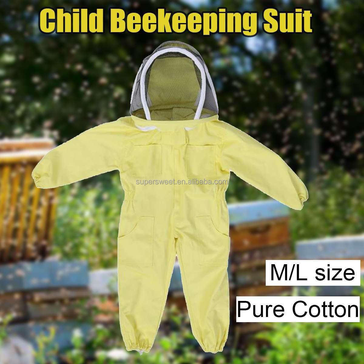 Apiculture Vented Beekeeping Clothing Suits ventilated Cotton Child Size Bee Suit Kids with Round Veil