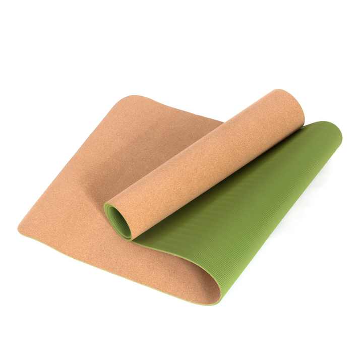 Eco-Friendly and Non-Slip Exercise 4mm Cork TPE Yoga Mat for Fitness Studio or Home Use
