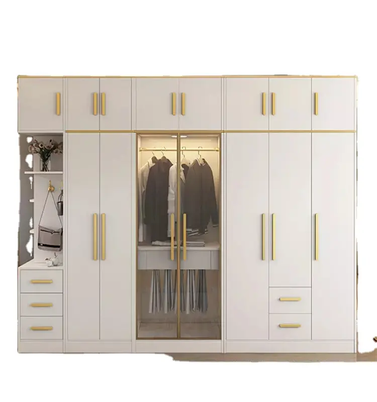 Chinese Manufacturers Supply Modern Durable Combination Golden Border Wardrobes For Hotel