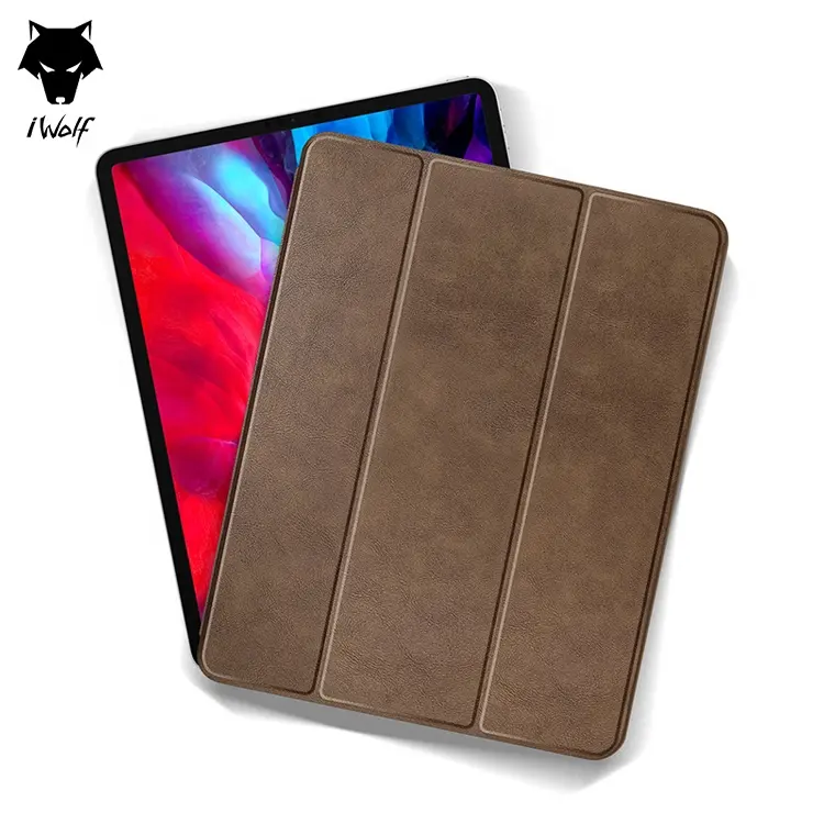 iWolf PU Leather Shockproof case with pencil holder tpu silicone tablet cover for ipad pro 12.9 2020 case