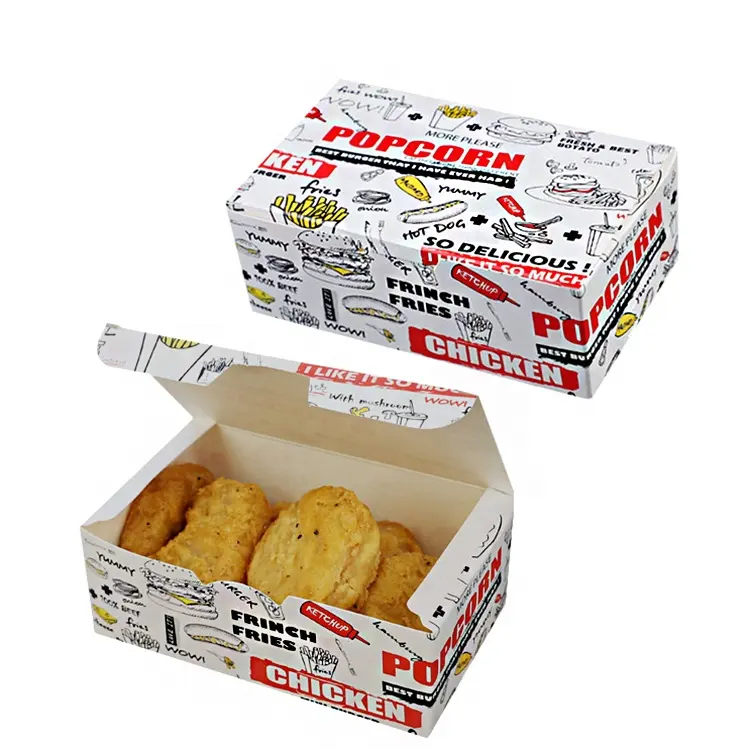 중국 공급자 도매 주문 처분할 수 있는 싼 간이 식품 상자 핫 세일 튀겨진 닭과 칩 포장 상자