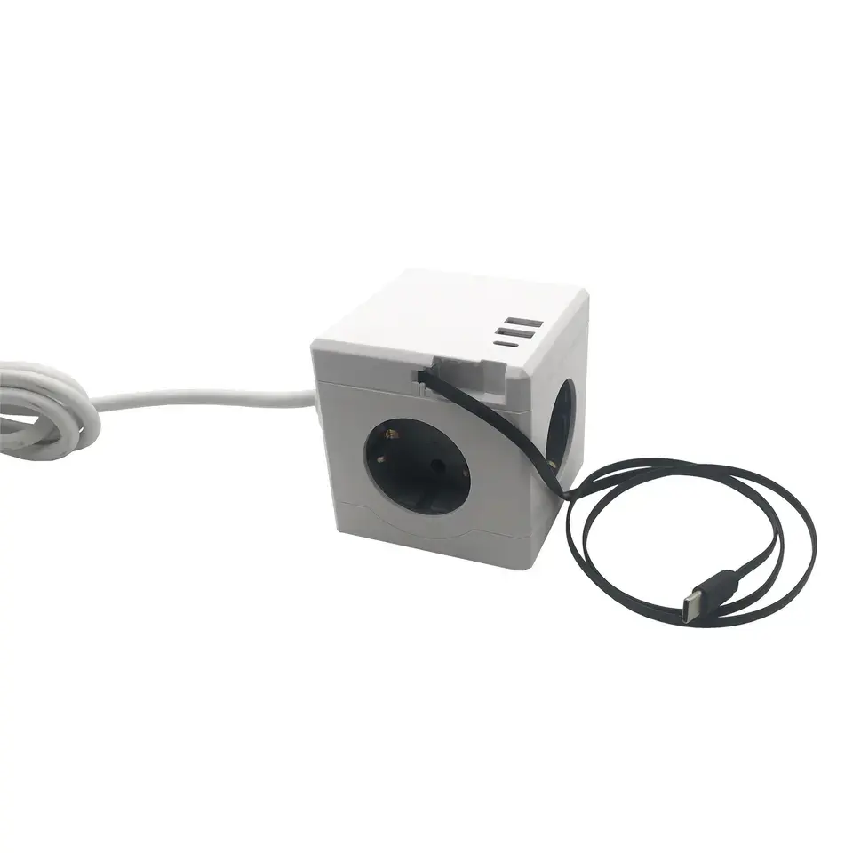 Vendita calda germania EU cavo di prolunga ciabatta a forma di cubo con adattatore per spina porta USB di tipo C uso domestico
