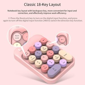 AJAZZ-teclado numérico inalámbrico de 18 teclas, Mini teclado numérico delgado portátil de tamaño completo con receptor USB