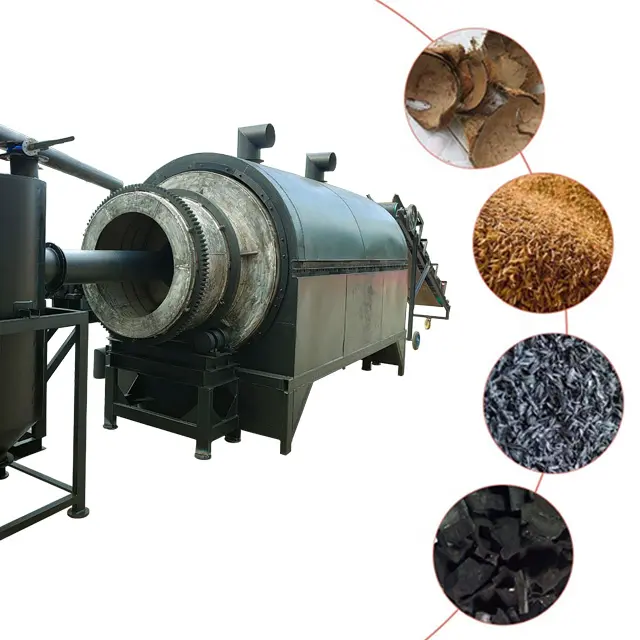Cáscara de arroz de alto rendimiento, aspas de madera, caña de azúcar, bagazo de Coco para horno de carbonización de tipo rotativo de carbón vegetal