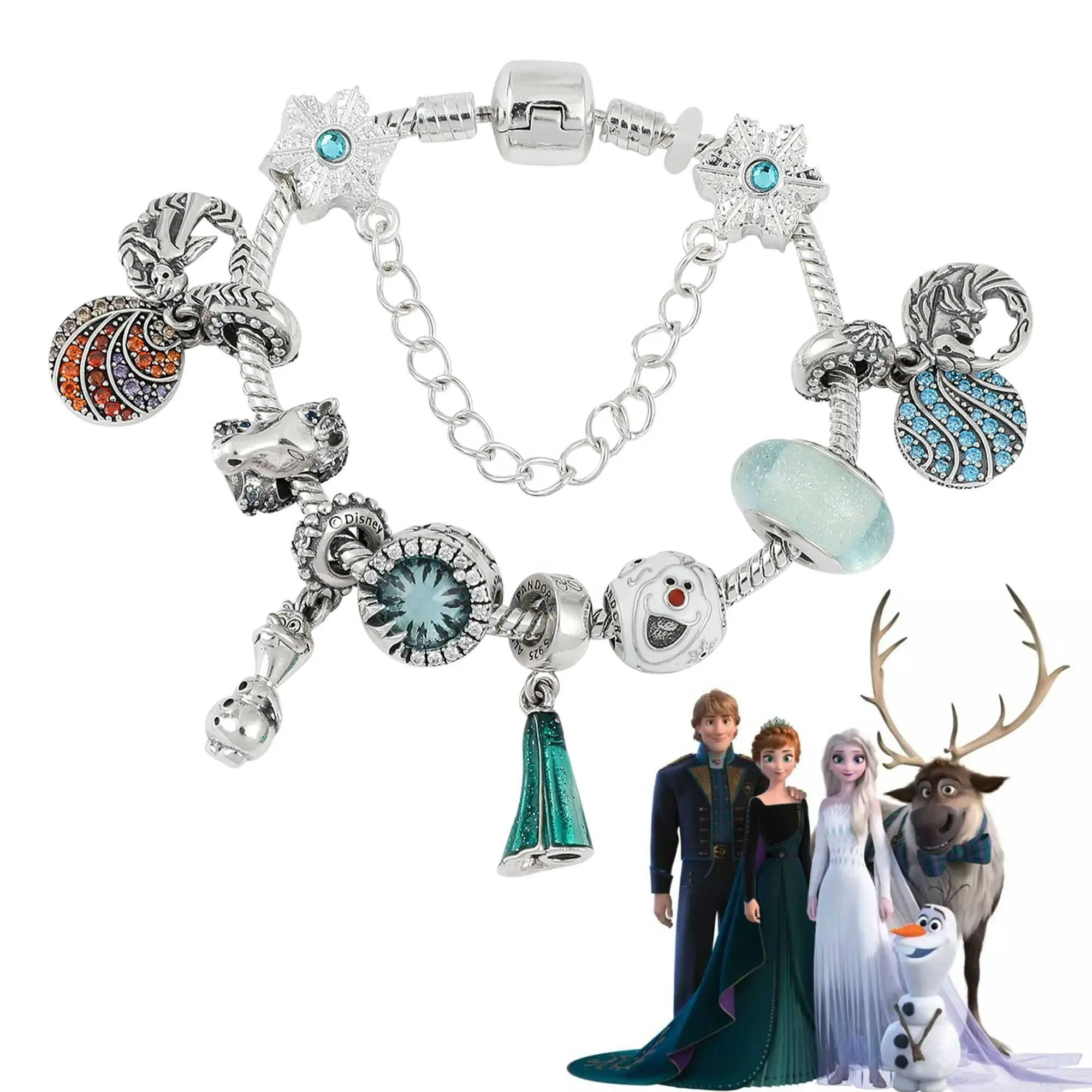 Di alta qualità carino Anime congelato 2 Elsa principessa braccialetti con ciondoli braccialetti gioielli da donna per ragazza regali per donna