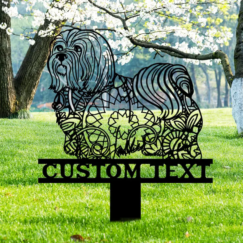 Chien maltais personnalisé jardin poste cour Art cadeau chien jardin logo décor extérieur miniature jardin décor