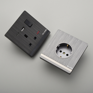 Interruptor de color plateado estándar británico de lujo Placa cepillada 13A material de PC multifunción punto plateado al por menor - Product Image 1