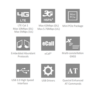 LTE Cat 1 MiniPCIe-Modul EC21-A Quectel Global Carrier Support GNSS ECall DFOTA bei Commands IoT - Product Image 5