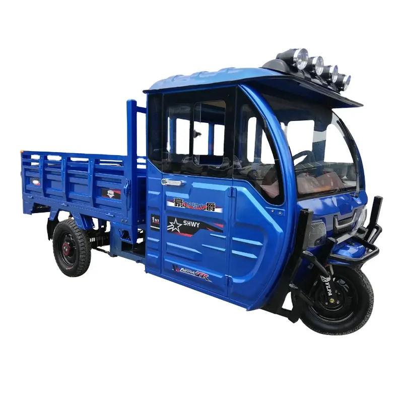 ड्राइव केबिन के साथ 3 पहिया इलेक्ट्रिक मोटरसाइकिल कार/इलेक्ट्रिक स्कूटर यात्री सीट के साथ संलग्न/वयस्कों के लिए कार्गो ट्राइसाइकिल