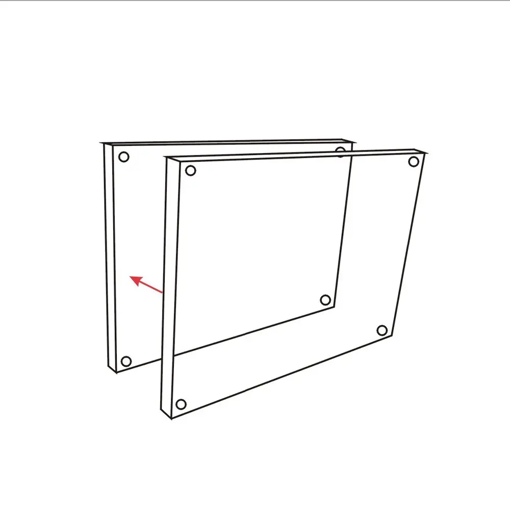 Свободный стоящий Двусторонняя дисплей прозрачный акриловый магнит фоторамки из акрила на заказ