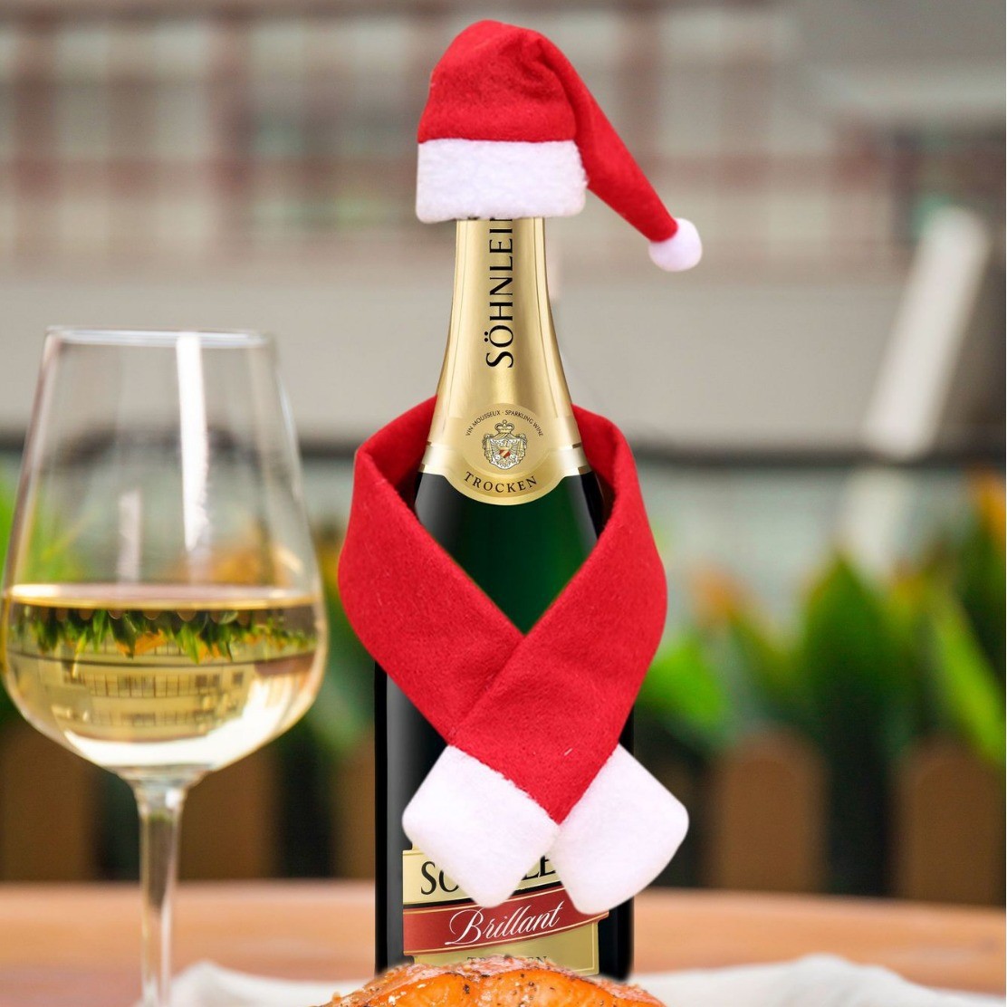 Non-woven wine bottle scarf christmas hat