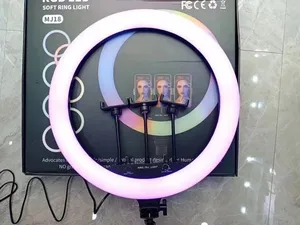 Sıcak satış MJ18 18 inç RGB LED halka ışık ile mobil telefon tutucu dim iki renkli özel sahne etkisi ile - Product Image 6