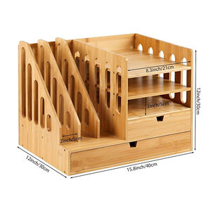 多功能竹木桌面收纳器现代书桌储物竹子办公配件工具 - Product Image 2