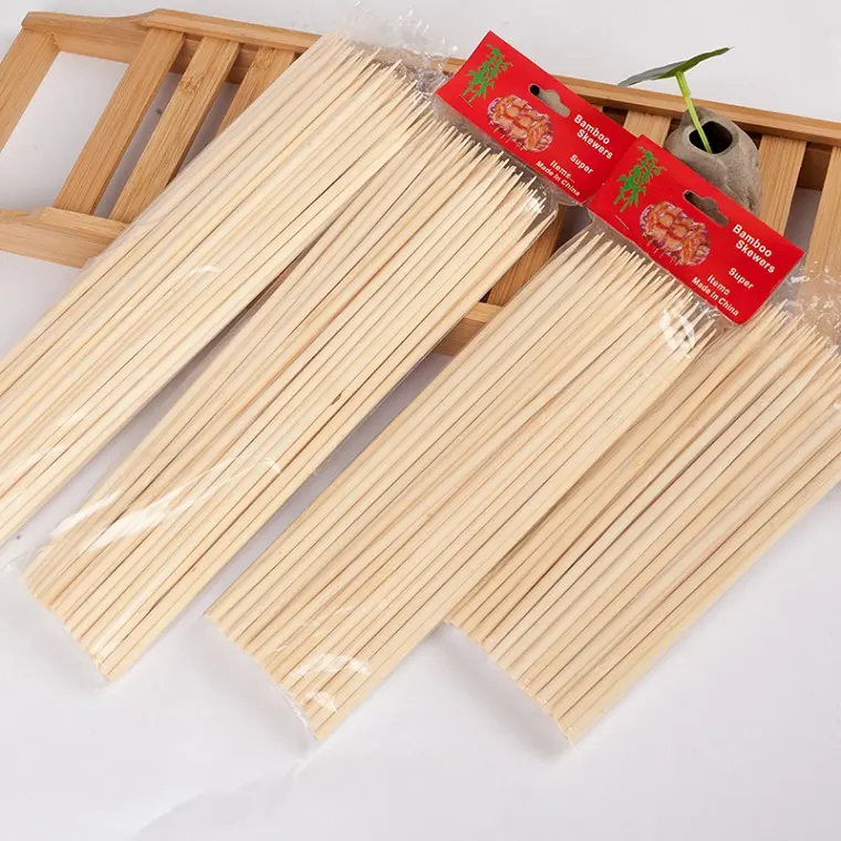 Bâtons de barbecue jetables en bois, bâtonnets de 2.5mm 3mm 3.5mm 5mm, brochettes rondes naturelles