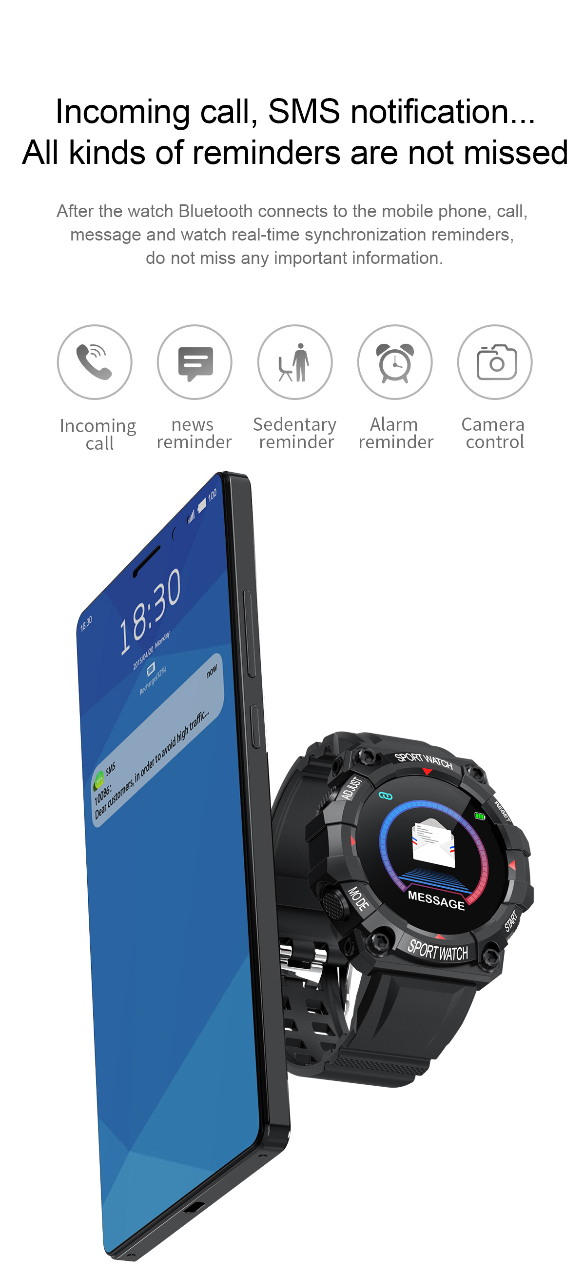 Incoming call FD68 smartwatch round color screen Heart Rate Blood Pressure IP68 Waterproof Reloje Inteligente FD68 Smart Watch