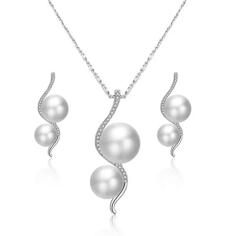 Conjunto de pendientes de boda y perlas para mujer, accesorios de joyería, moda