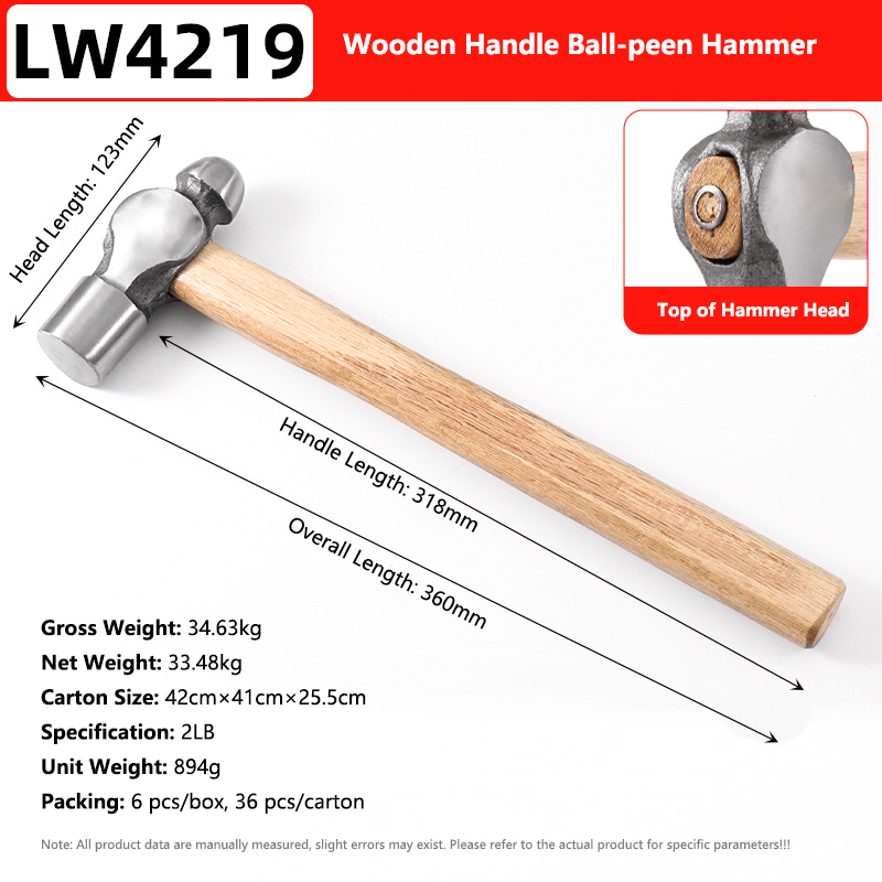 2LB Wooden Handle Ball-peen Hammer