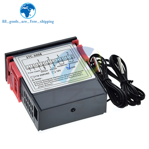 TZT-Controlador de temperatura digital dual para el hogar, termostato de dos salidas de relé, con sonda, 12V, 24V, 220V - Product Image 3