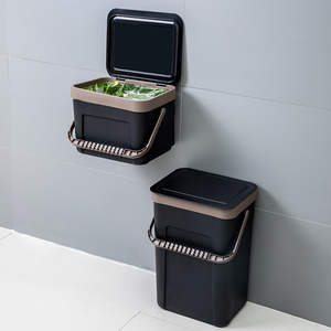 Cubo de basura de plástico montado en la pared para el hogar, cubo de basura con tapa y mango, contenedor convenientemente almacenado para basura - Product Image 6