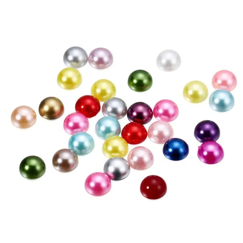 SONGWOO-Cuentas acrílicas para fabricación de joyas, abalorios semiredondos de imitación de perlas, para manualidades, 2/3/4/5/6/8/10/12/14 MM