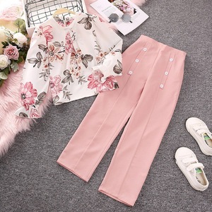 Moda <span class=keywords><strong>8</strong></span>-12Years kızlar giyim setleri yaz çiçek kızların Set çocuk uzun kollu üst ve pantolon butik kız giysileri sevimli