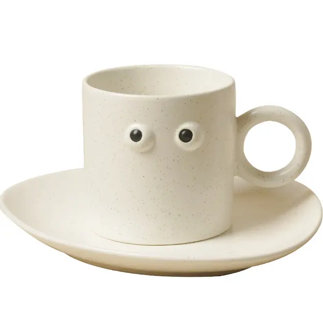 Big Eyes Handgemalte Keramik Kaffeetasse Gesicht Kaffeetasse