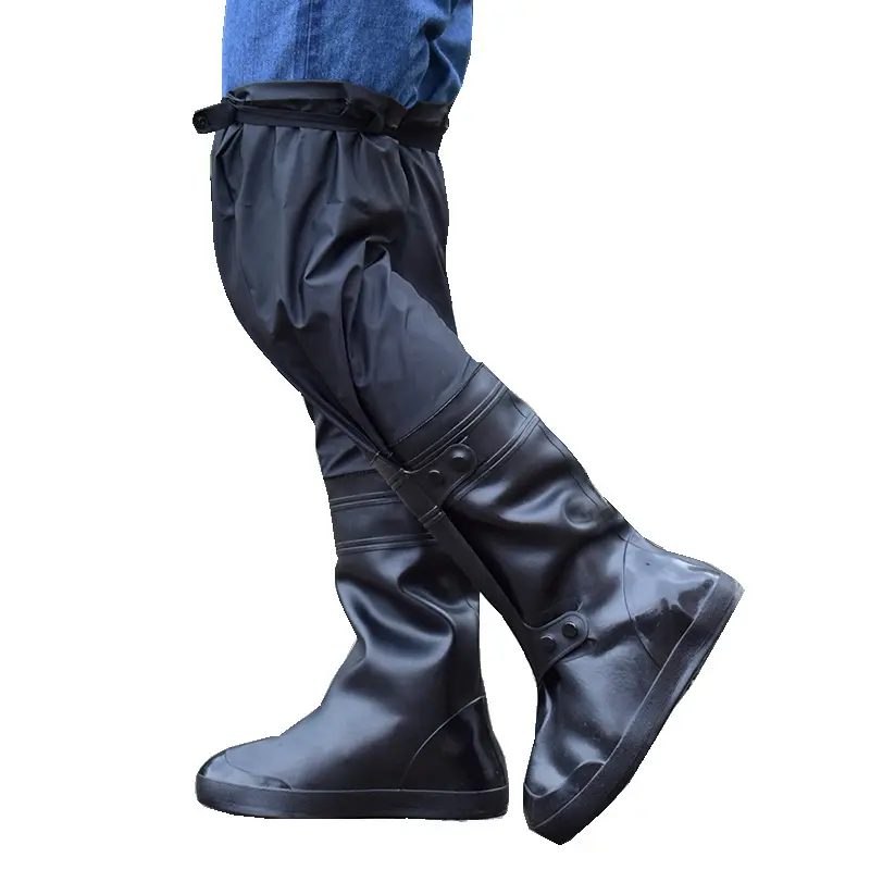 Bottes de pluie en PVC de haute qualité randonnée en plein air pêche chaussures imperméables sur le genou couvre anti-dérapant toutes les saisons unisexe en caoutchouc adultes