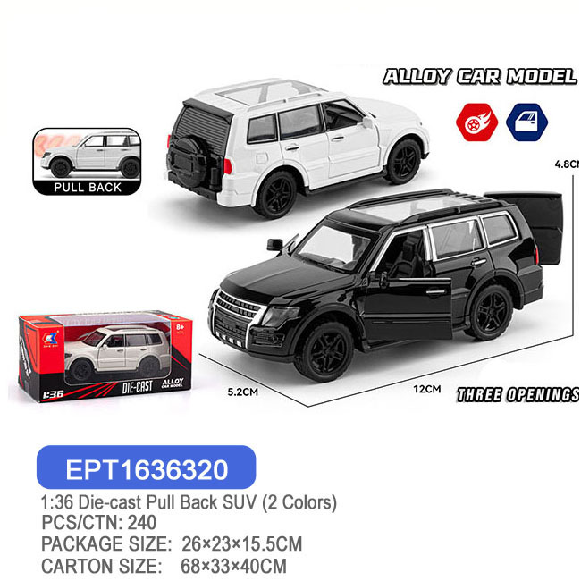 EPT1636320 SUV de juguete de metal fundido a presión con mecanismo de retroceso (2 colores)