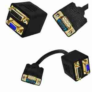 VGAオスからVGA + DVI 4K解像度ケーブルPVCジャケット1対2スプリッター接続24 + 5ピン - Product Image 1